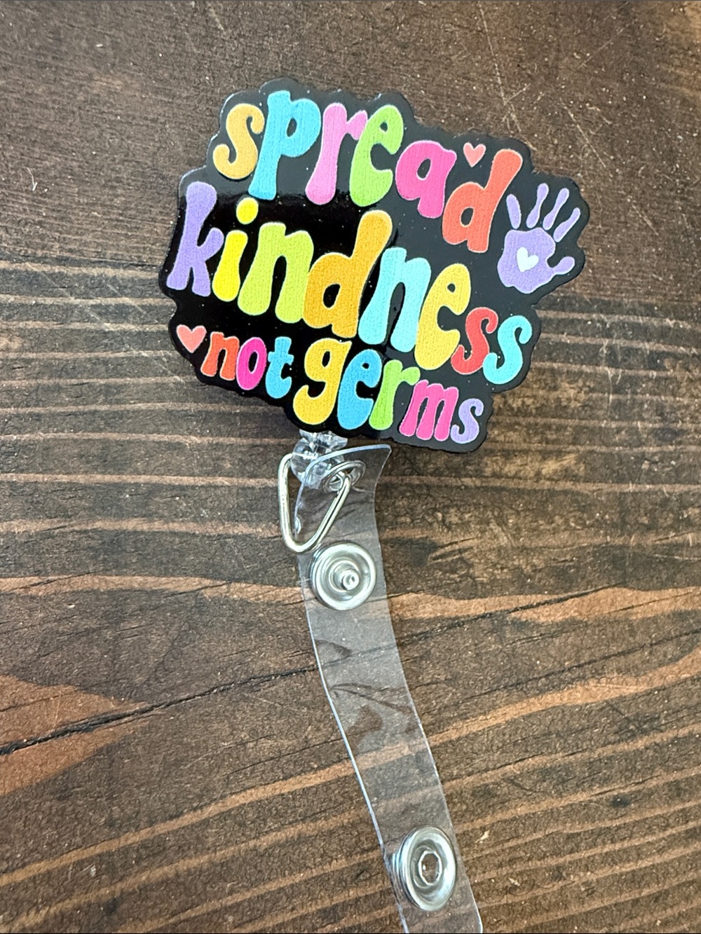 Spread Kindness Not Germs Badge Reel - Multicolor